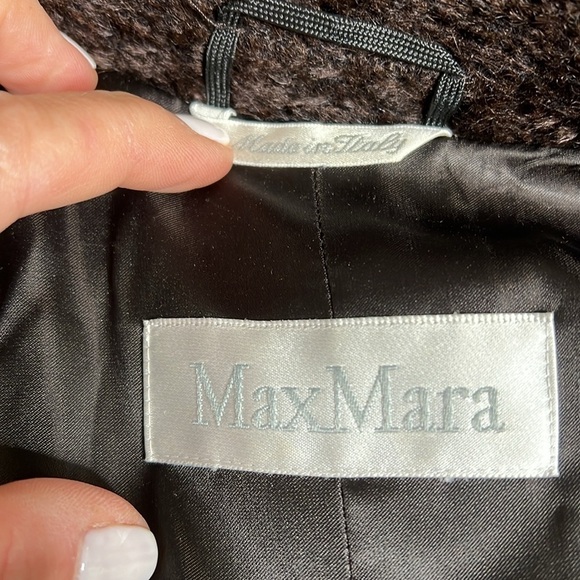 MaxMara Sz 8 Brown Pointed Collar Patch Pockets Button Closure - Picture 10 of 13